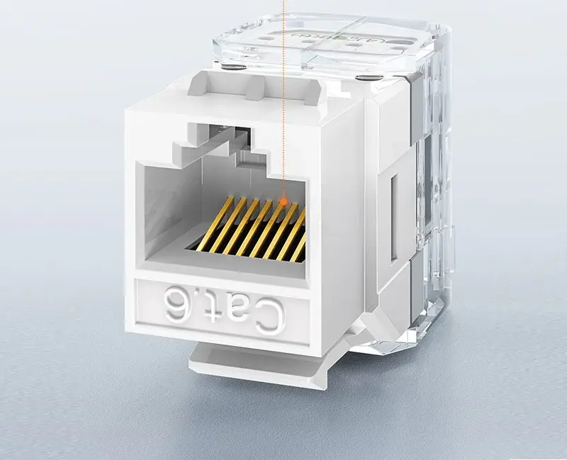 UGREEN Cat6 UTP Tool-Free Modular Information Outlet Connector 180° Network Wall Jack Keystone RJ45 Ethernet Port (80452) Ugreen