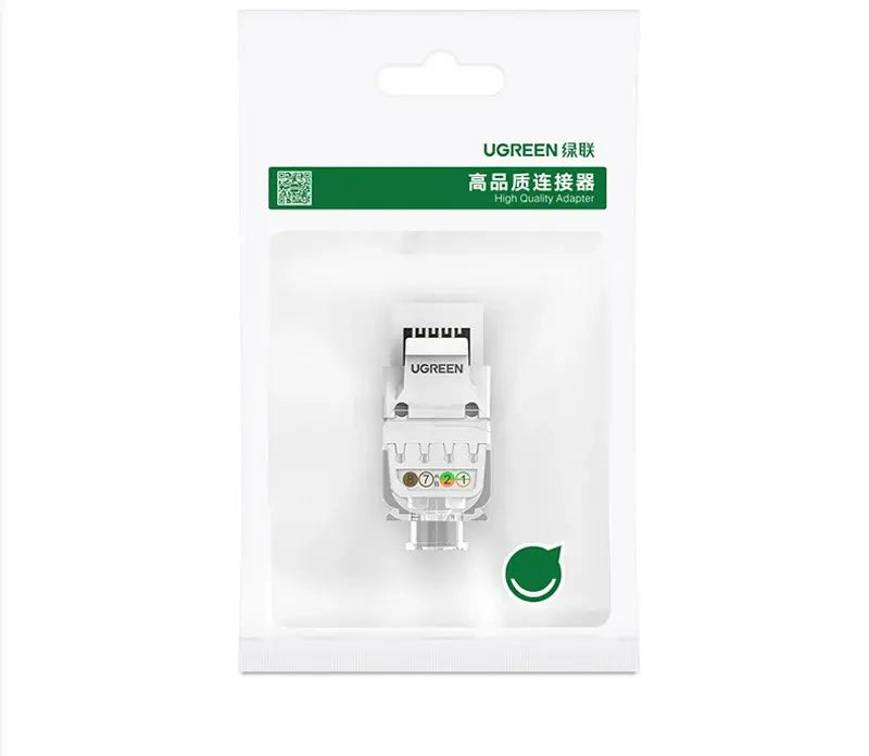 UGREEN Cat6 UTP Tool-Free Modular Information Outlet Connector 180° Network Wall Jack Keystone RJ45 Ethernet Port (80452)