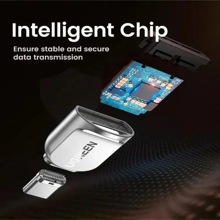 UGREEN USB-C Micro SD Card Reader OTG TF Adapter Zinc Alloy Android iPadOS Windows MacOS Linux Silver (15513)
