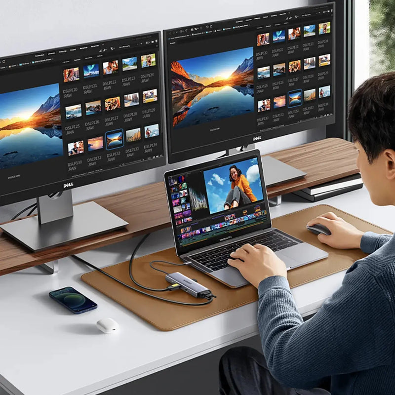 UGREEN 9-in-1 USB-C Docking Station 4K HDMI 100W PD 5Gbps USB 3.0 SD/TF Gigabit Ethernet Audio MacBook Windows Chromebook 15600 Ugreen