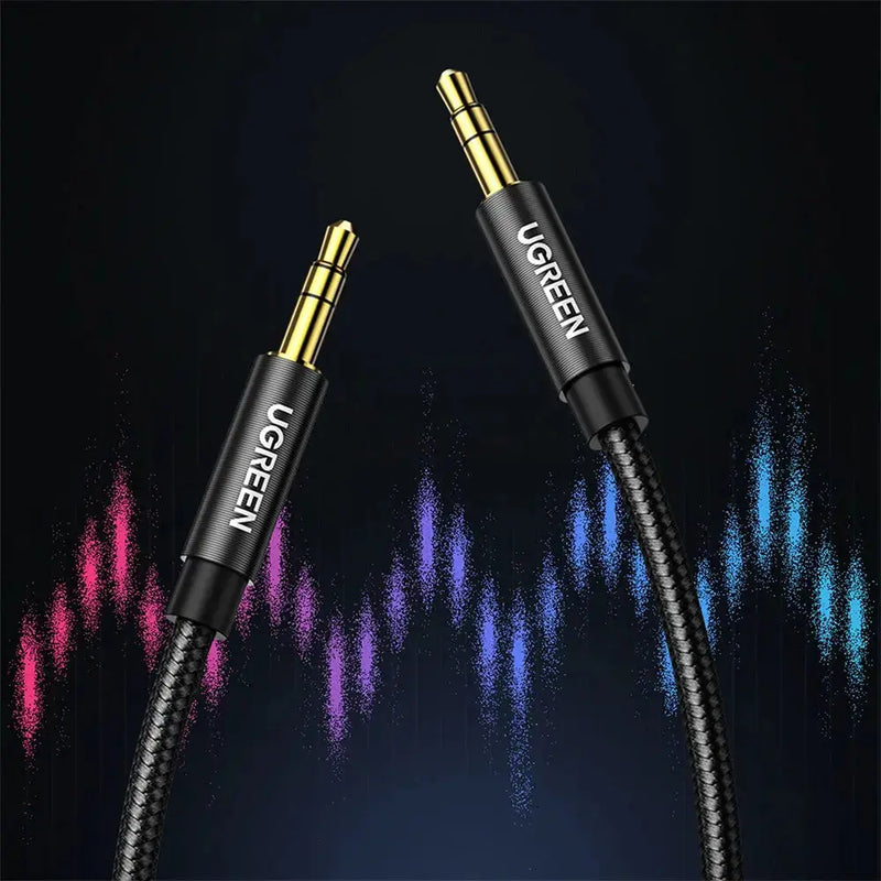 UGREEN 3.5mm Aux Cable 2M Gold Plated Braided Stereo Audio Cable for Car Headphones Speakers iPhone iPad Sony 50363 Ugreen
