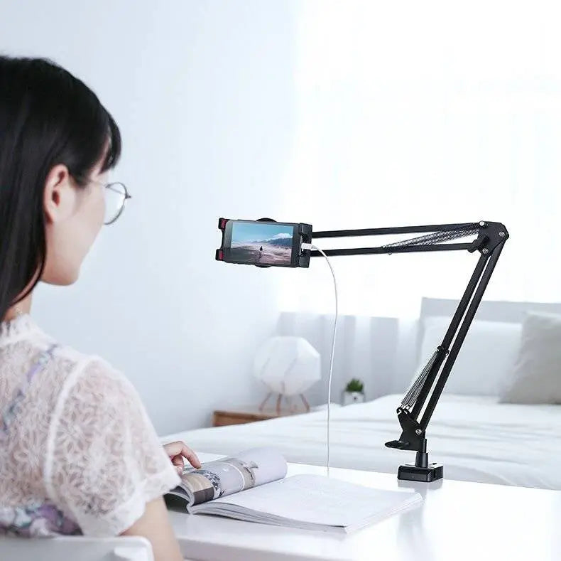 UGREEN Universal Tablet & Phone Holder 360° Rotating with Folding Long Arm – Adjustable 180° Arms, Desk & Bed Clamp (Fits 4"–12.9") (50394) TeckPot
