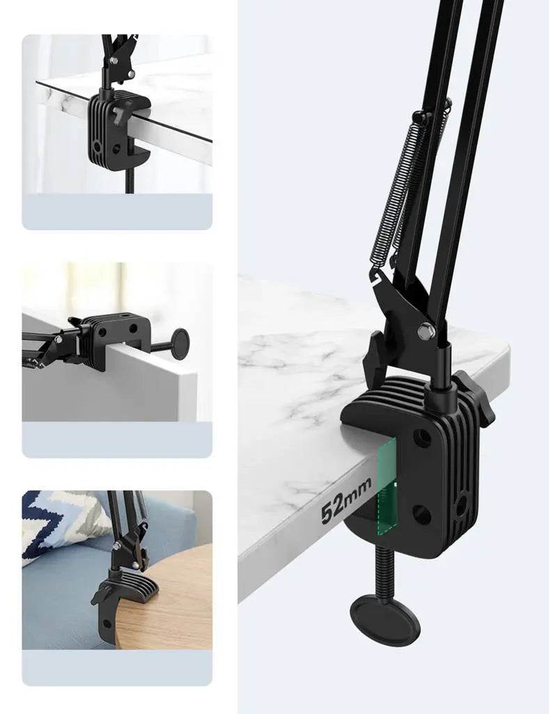 UGREEN Universal Tablet & Phone Holder 360° Rotating with Folding Long Arm – Adjustable 180° Arms, Desk & Bed Clamp (Fits 4"–12.9") (50394) TeckPot