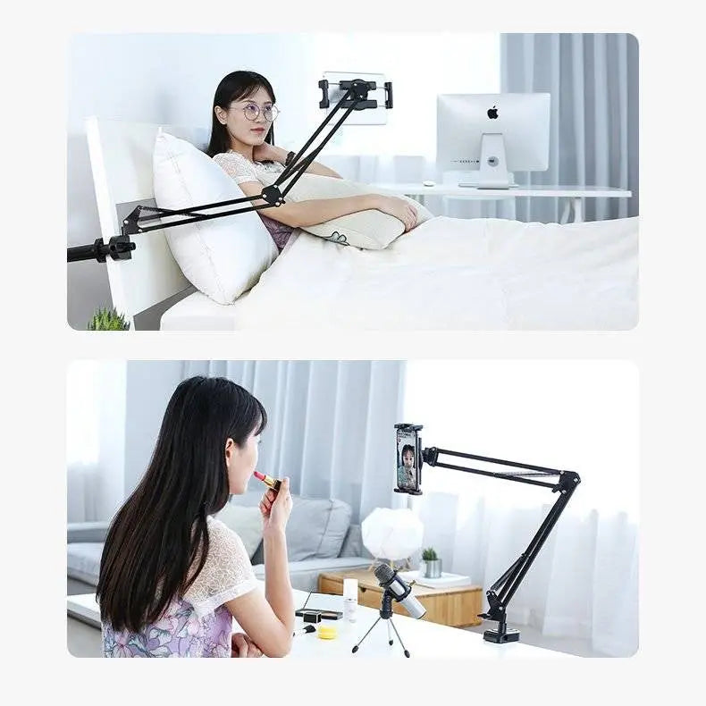 UGREEN Universal Tablet & Phone Holder 360° Rotating with Folding Long Arm – Adjustable 180° Arms, Desk & Bed Clamp (Fits 4"–12.9") (50394) TeckPot