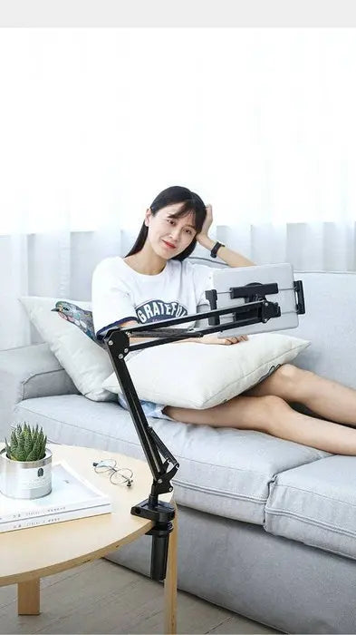 UGREEN Universal Tablet & Phone Holder 360° Rotating with Folding Long Arm – Adjustable 180° Arms, Desk & Bed Clamp (Fits 4"–12.9") (50394) TeckPot