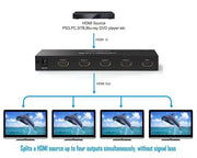UGREEN 1x4 HDMI Splitter, HDMI Amplifier Splitter 1 In 4 Out, Supports 4K@30Hz, Full HD 1080P, 3D for TV, Monitor, Projector (40202) Ugreen