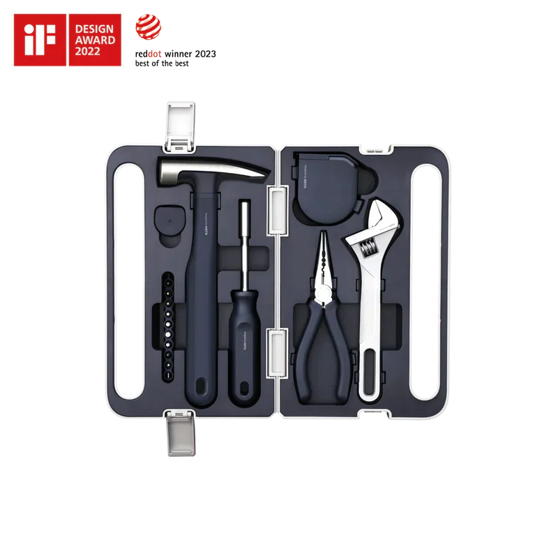 HOTO Manual Tool Set | 6-Piece Hand Tool Kit with Hammer, Adjustable Wrench, Needle-nose Pliers, Screwdriver with 10 Bits & Self-Lock Tape Measure – Compact DIY Home Repair Toolbox - Hoto India