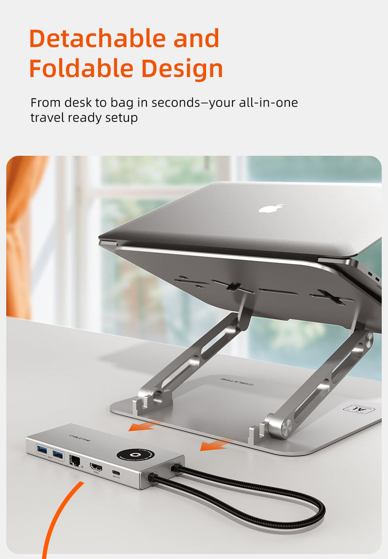 CABLETIME Laptop Docking Station Stand 8-in-1 for MacBook