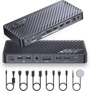 AV Access iDock P10 Dual Monitor KVM Docking Station for 1 Laptop & 1 Desktop – Dual 4K@60Hz, 65W USB-C PD