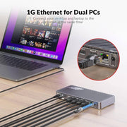 AV Access iDock P10 Dual Monitor KVM Docking Station for 1 Laptop & 1 Desktop – Dual 4K@60Hz, 65W USB-C PD