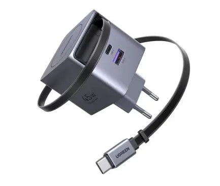 UGREEN 45W GaN Fast Charger with Retractable Cable | EU Pin Charger(65822) TeckPot