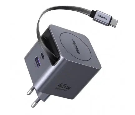 UGREEN 45W GaN Fast Charger with Retractable Cable | EU Pin Charger(65822) TeckPot