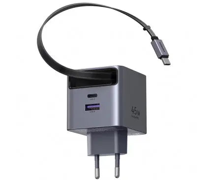 UGREEN 45W GaN Fast Charger with Retractable Cable | EU Pin Charger(65822) TeckPot