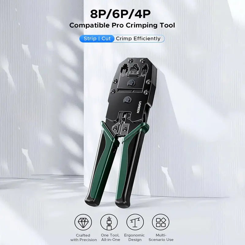 UGREEN RJ45 Crimping Tool NW304 (35971) – 3-in-1 Ethernet Cable Crimper, Cutter & Stripper for CAT5/CAT6/CAT7/CAT8 TeckPot