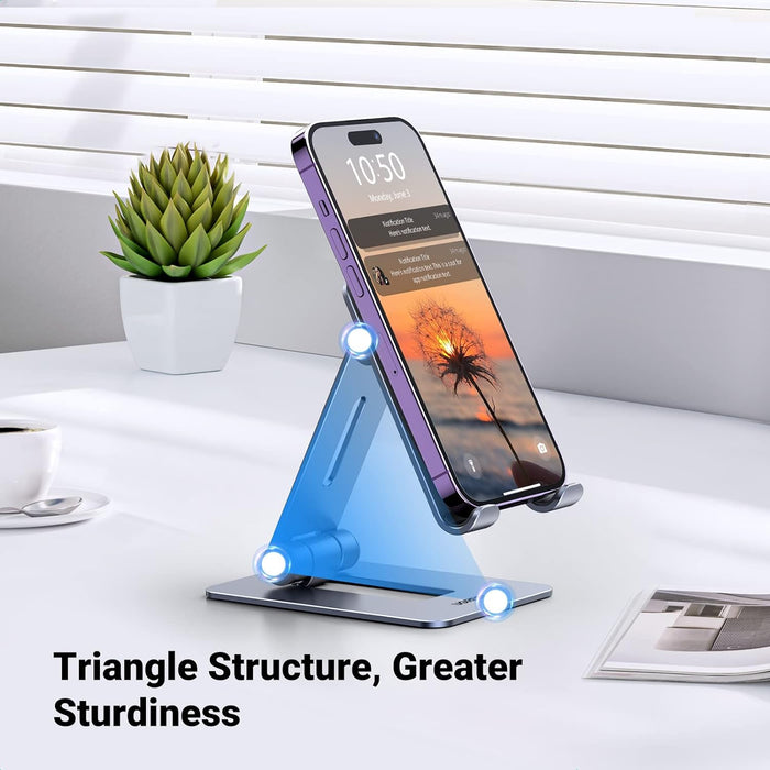 UGREEN Cell Phone Stand Fully Adjustable Foldable Desktop Aluminum Smartphone Stand Compatible with iPhone 15 14 13 12 Pro Max 11 XS Max XR X 8 Plus etc. (15608)