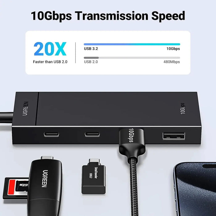 UGREEN 10Gbps 4 in 1 USB C Hub, USB 3.2 Adapter with 2 USB-C 3.2 and 2 USB-A 3.2 Splitter Extender for MacBook Pro/Air, iPad Pro, iPhone 15/15 Pro Max, Surface, PC, Laptops and More (35583) TeckPot