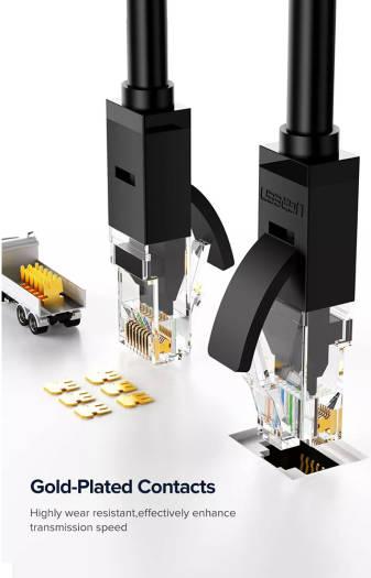 Gold-plated RJ45 contacts on the UGREEN Cat6 Ethernet cable