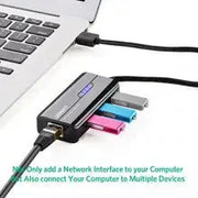 UGREEN USB Ethernet Adapter 100Mbps RJ45 Network 3-Port USB 2.0 Hub Laptop MacBook Windows Linux Switch Wired Internet 20264 Ugreen