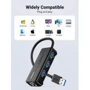 UGREEN USB Ethernet Adapter Gigabit 1000Mbps RJ45 Network 3-Port USB 3.0 Hub Laptop PC MacBook Windows Linux Wired Internet 20265 Ugreen