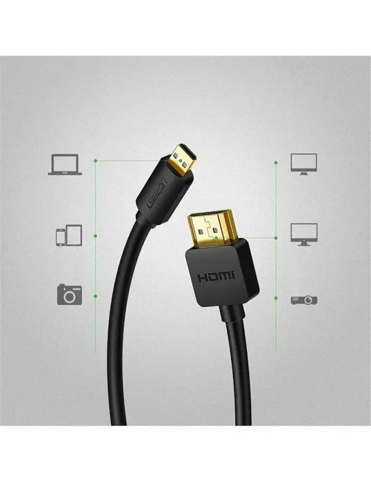 UGREEN Micro HDMI to HDMI Cable 1.5M High Speed 4K UHD Camera DSLR Raspberry Pi Tablet Laptop Monitor Projector (30102) Ugreen