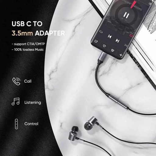 UGREEN USB C to 3.5mm Headphone Adapter Male to Female Jack Mi 11 Ultra P40 Pro P30 Pro OnePlus 9 8 Pro 10cm Cable (30632) Ugreen