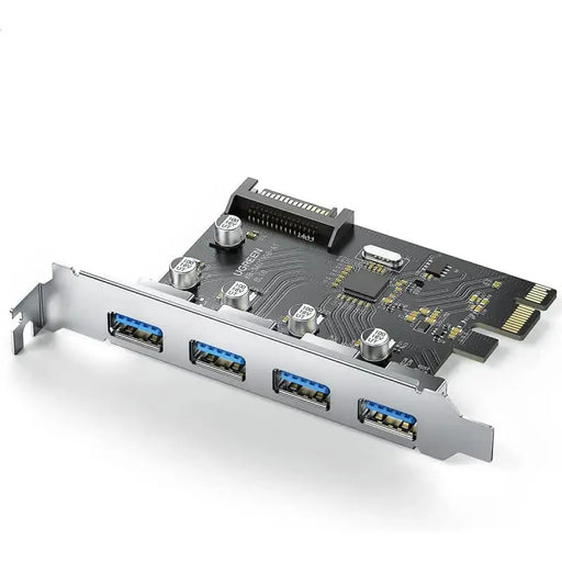 UGREEN 4 Port USB 3.0 PCI-E Card 5Gbps With 15-pin SATA Power Connector for PC Host Compatible with Windows 10/8/7/XP/Vista(30716/ Open Box) - TeckPot