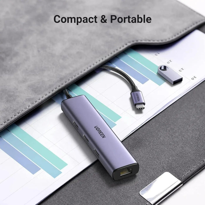 UGREEN 4 in 1 USB C to Ethernet Adapter, Thunderbolt 3 to USB 3.0 Gigabit RJ45 Multiport Hub Compatible with MacBook Pro 13/14/16 Air, iMac, iPad, Surface Book, Dell XPS, Chromebook, and More (60600) TeckPot
