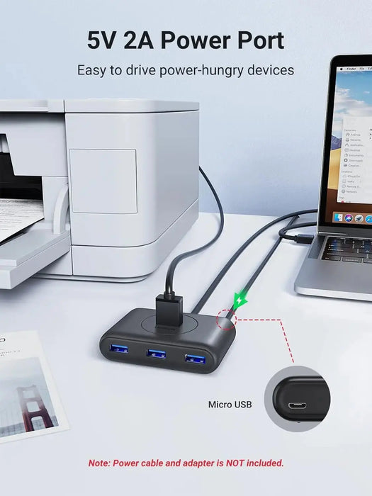 Ugreen 4-Port Usb 3.0 Hub Super Speed For Your Macbook Macbook Air, Mac Mini And Microsoft Surface, Ultrabooks 30 Inch Cable Usb Hub (20291) TeckPot