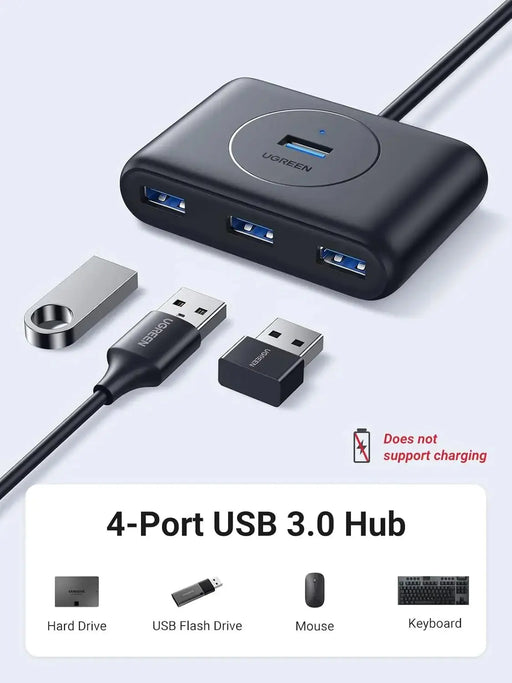 Ugreen 4-Port Usb 3.0 Hub Super Speed For Your Macbook Macbook Air, Mac Mini And Microsoft Surface, Ultrabooks 30 Inch Cable Usb Hub (20291) TeckPot