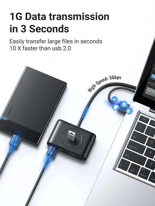 Ugreen 4-Port Usb 3.0 Hub Super Speed For Your Macbook Macbook Air, Mac Mini And Microsoft Surface, Ultrabooks 30 Inch Cable Usb Hub (20291) TeckPot