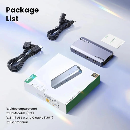 UGREEN 4K@60Hz Capture Card, Ultra HD HDMI Video Capture Card 1080P@240Hz USB 3.0 Ultra-Low Latency with VRR and HDR for Streaming, Gaming, Recording Compatible with iPad, Switch, PS5, Xbox, PC, Mac (25173) TeckPot