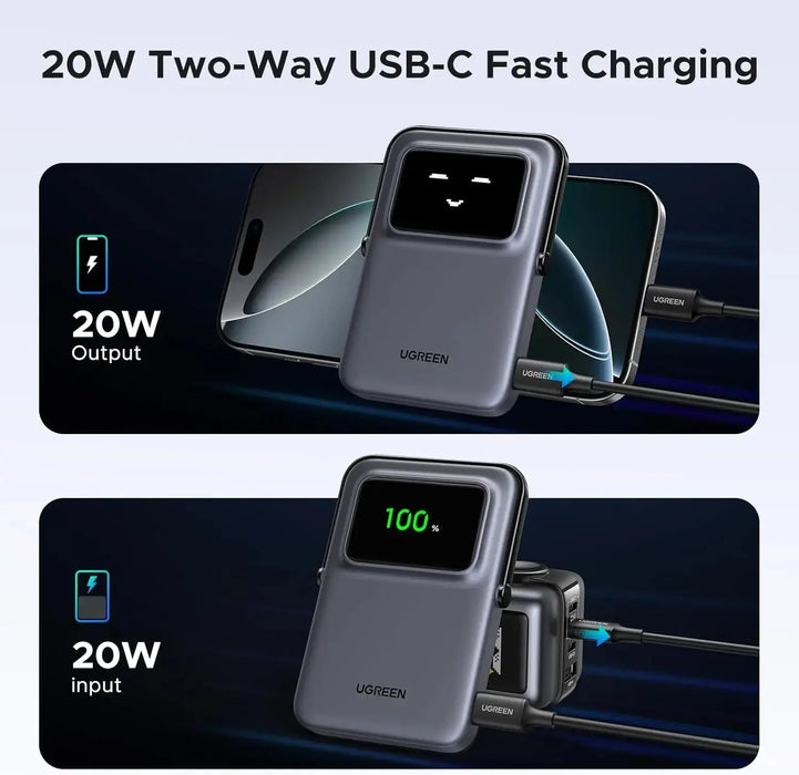 UGREEN Uno Magnetic Power Bank 5000mAh Compatible with Magsafe, Wireless Portable Charger with USB C 20W Fast Charging Battery Pack Compatible with iPhone 15 Pro Max, 15,14 Plus, 13 Series, Black (35605B) TeckPot