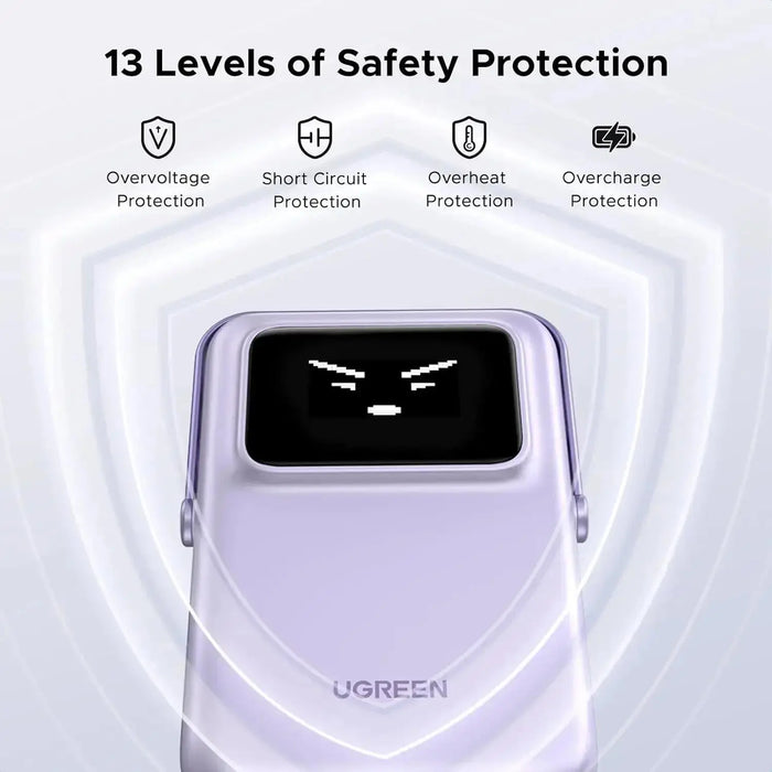 UGREEN Uno Magsafe Power Bank 5000mAh Magnetic Battery Pack 20W Fast Charging Portable Charger with Foldable Stand Emoji TFT Display Powerbank for iPhone 16 Pro Max/15 Plus/14/13/12 Series, Purple (35606) TeckPot