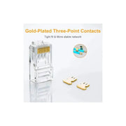 UGREEN RJ45 Connectors 100-Pack Network Cat5 Cat5e Ethernet Cable Gold-Plated 8P8C Modular Plugs Reliable LAN Connection 50246 Ugreen