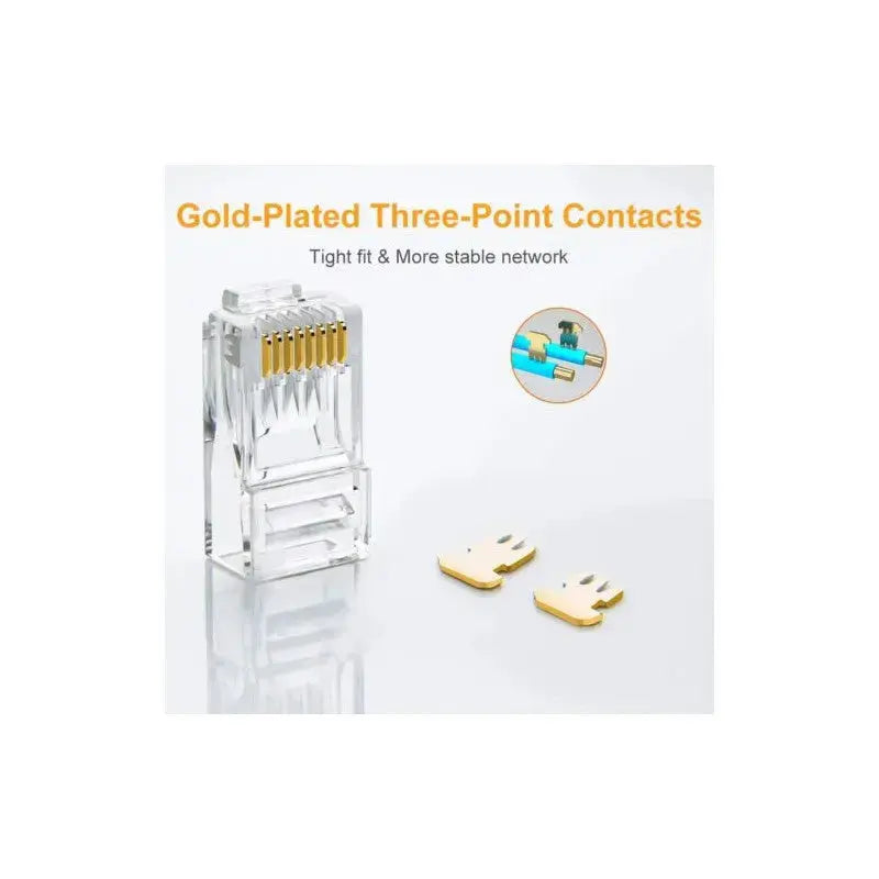 UGREEN RJ45 Connectors 100-Pack Network Cat5 Cat5e Ethernet Cable Gold-Plated 8P8C Modular Plugs Reliable LAN Connection 50246 Ugreen