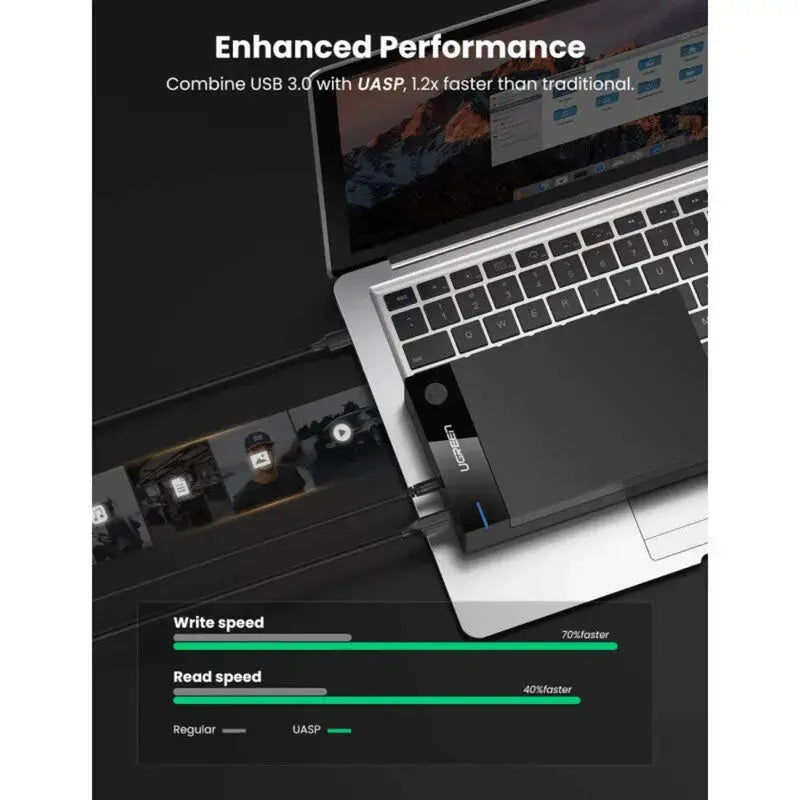 UGREEN External Hard Drive Enclosure 3.5" 2.5" SATA SSD HDD USB 3.0 SATA III UASP 5Gbps Tool-Free Case Portable (50422) Ugreen
