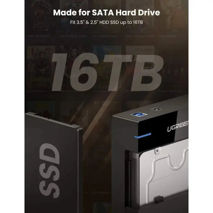 UGREEN External Hard Drive Enclosure 3.5" 2.5" SATA SSD HDD USB 3.0 SATA III UASP 5Gbps Tool-Free Case Portable (50422) Ugreen
