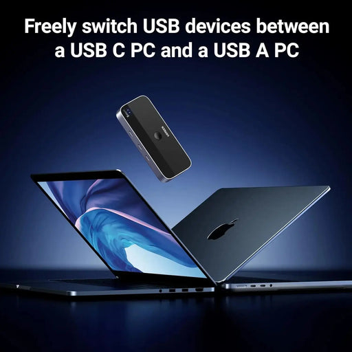 UGREEN 5Gbps USB C Switch 2 PCs Sharing 4 USB Devices for 2 Computers Sharing Keyboard, Mouse, Webcam, Printer with 2 USB C Data Cables and Remote (25098) TeckPot