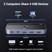 UGREEN 5Gbps USB C Switch 2 PCs Sharing 4 USB Devices for 2 Computers Sharing Keyboard, Mouse, Webcam, Printer with 2 USB C Data Cables and Remote (25098) TeckPot