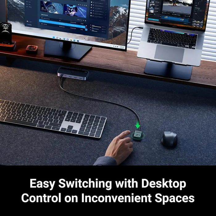 UGREEN 5Gbps USB C Switch 2 PCs Sharing 4 USB Devices for 2 Computers Sharing Keyboard, Mouse, Webcam, Printer with 2 USB C Data Cables and Remote (25098) TeckPot
