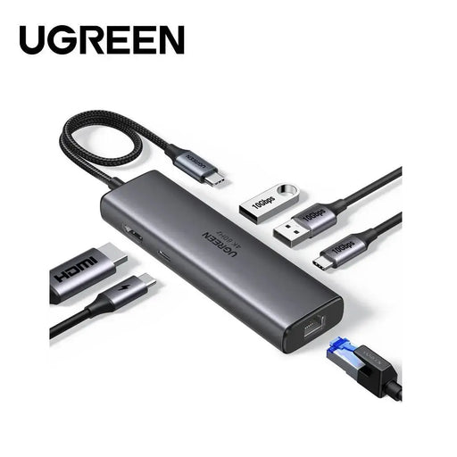 Ugreen 6-in-1 Multifunctional USB-C Hub, HDMI+2*USB-A 3.2+1*USB 3.2 C+RJ45+ 100W PD (45000) TeckPot