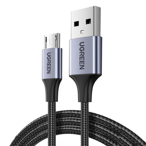 UGREEN 60145 Micro USB cable with grey aluminium housings and coiled black braid