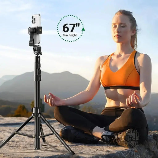 UGREEN 67" Cell Phone Selfie Stick Tripod with Bluetooth Remote, Travel Lightweight Tripod Stand for Selfies, Live Streaming, Video Conference, Compatible with All Smartphones, GO Pro, Digital Camera etc. (15609) (Open Box) - TeckPot