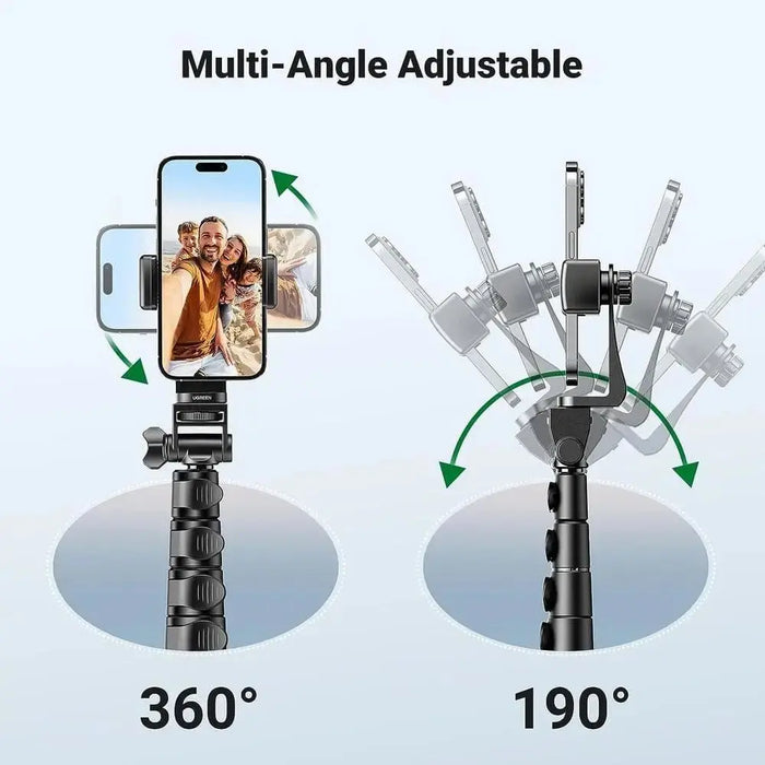 UGREEN 67" Cell Phone Selfie Stick Tripod with Bluetooth Remote, Travel Lightweight Tripod Stand for Selfies, Live Streaming, Video Conference, Compatible with All Smartphones, GO Pro, Digital Camera etc. (15609) (Open Box) - TeckPot