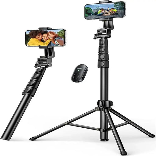 UGREEN 67" Cell Phone Selfie Stick Tripod with Bluetooth Remote, Travel Lightweight Tripod Stand for Selfies, Live Streaming, Video Conference, Compatible with All Smartphones, GO Pro, Digital Camera etc. (15609) (Open Box) - TeckPot