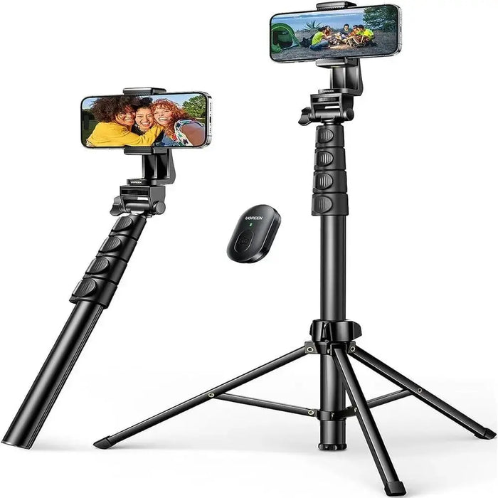 UGREEN 67" Cell Phone Selfie Stick Tripod with Bluetooth Remote, Travel Lightweight Tripod Stand for Selfies, Live Streaming, Video Conference, Compatible with All Smartphones, GO Pro, Digital Camera etc. (15609) (Open Box) - TeckPot