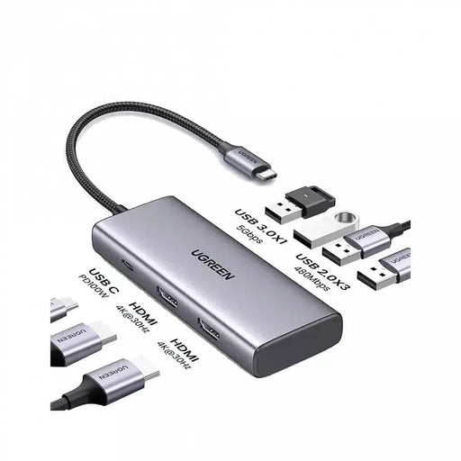 Ugreen 7 In 1 Usb C Multifunctional Adapter, 2*Hdmi, 2*Usb A 3.0, 3* Usb A 2.0, 1*100W PD (35897) Ugreen