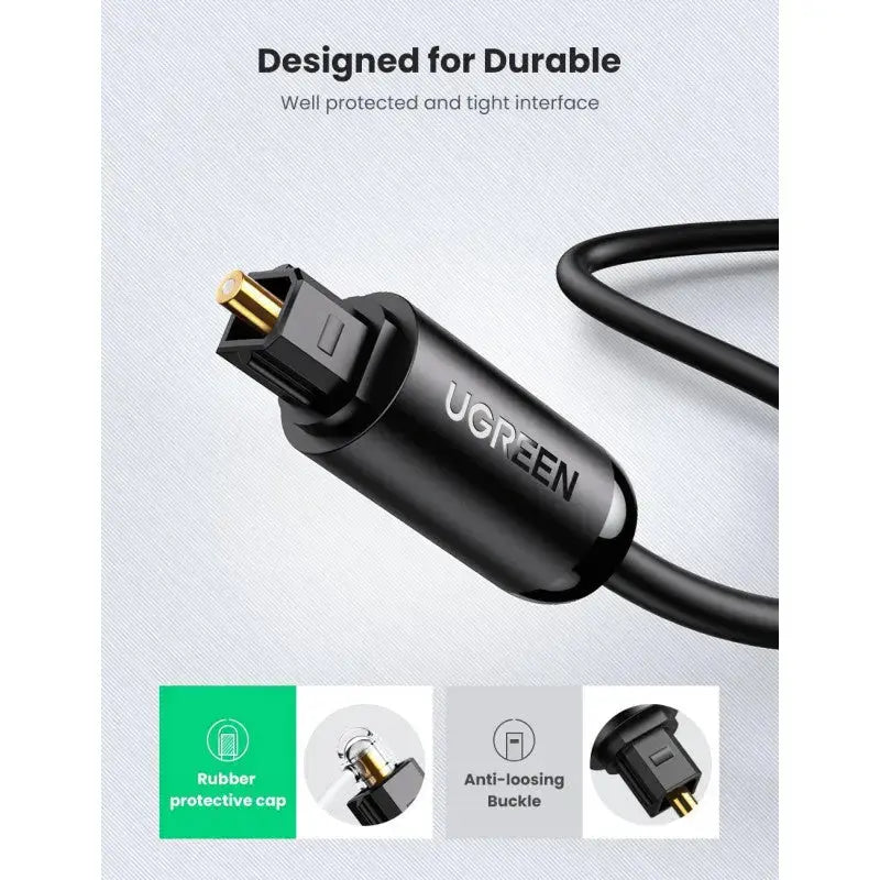 UGREEN 1M Toslink Digital Optical Audio Cable Male to Male Fiber Optic Home Theater Soundbar TV PS5 Xbox DAC 70890 Ugreen