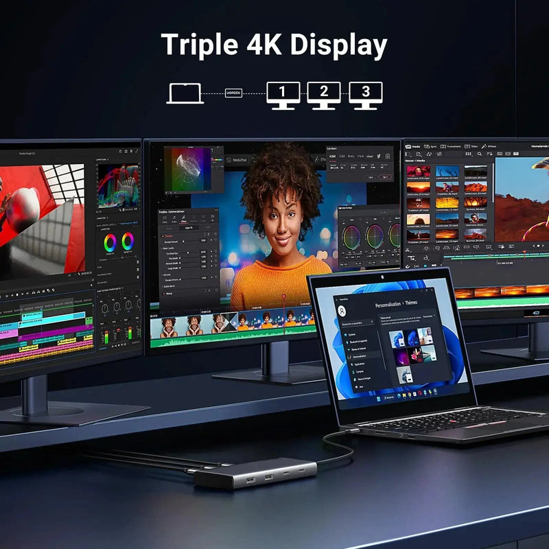 UGREEN Triple Monitor USB-C Hub 8-Port Docking Station Multi Display Adapter Type-C Dock Laptop MacBook Pro Air Surface (35625) Ugreen