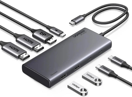 UGREEN 8 in 1 USB C Docking Station with Dual Monitor, 4K Triple Display USB C Hub with 2 HDMI, DP, 2 USB A&C 3.2 Ports, 100W PD, Dock Compatible for MacBook, Dell, HP, Lenovo, Surface etc (35625/Open Box) TeckPot